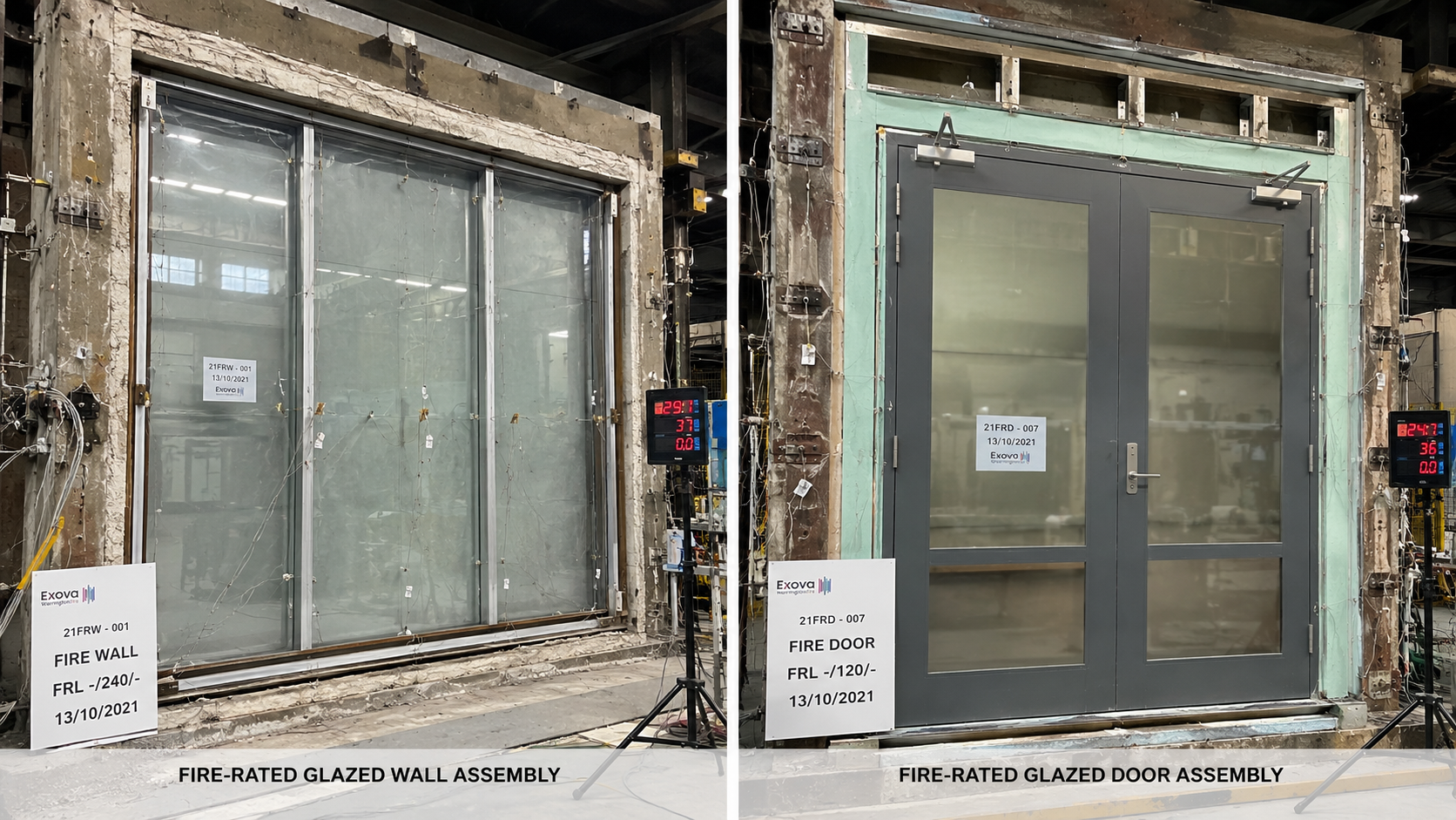 Wall test vs door test laboratory comparison — different configurations, different AS 1530.4 requirements