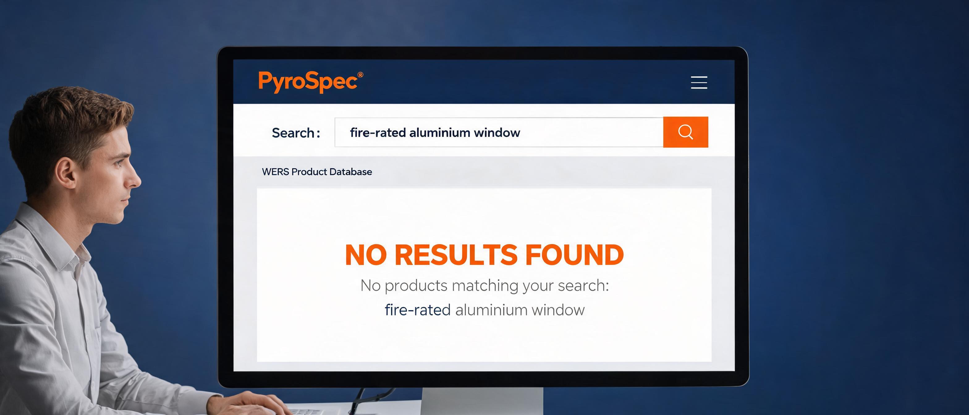 Architect searching WERS database for fire-rated glazing options — only 5 listings found out of 71,714 products