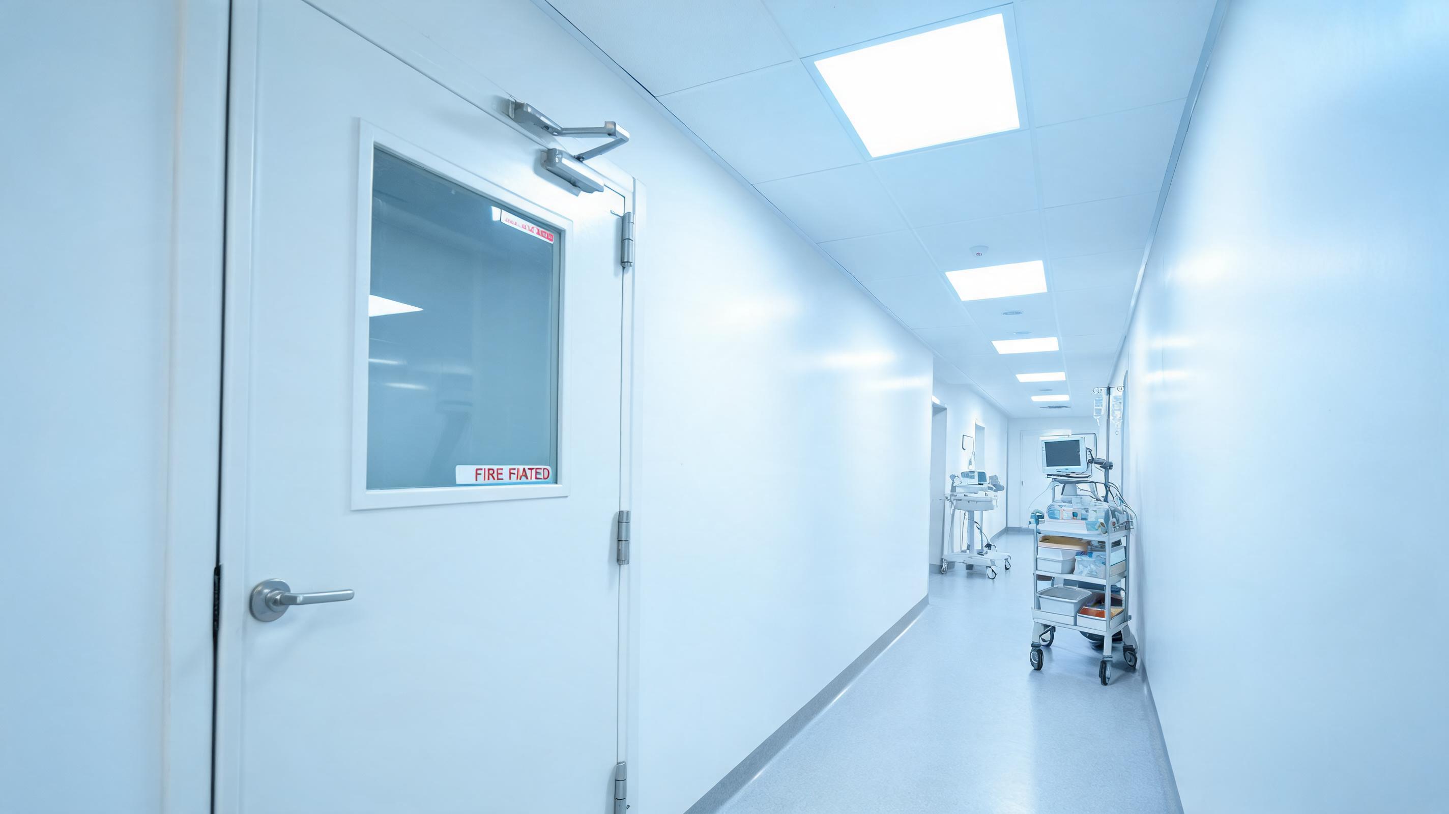 London hospital fire door upgrade with EI60 fire-rated glass vision panels